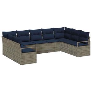 vidaXL Ensemble de Canap&eacute;s 9 pc Gris polyrotin