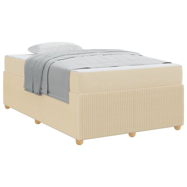 vidaXL Cadre de lit avec matelas Cr&egrave;me 120 x 200 cm tissu