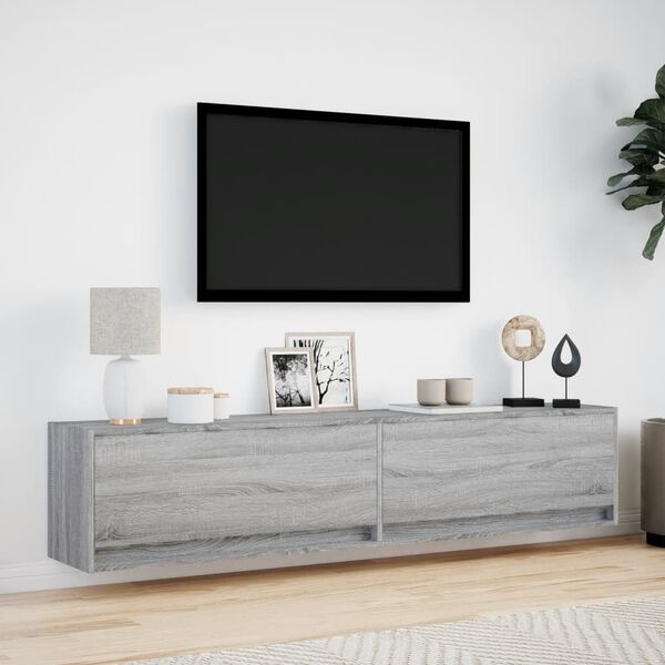 vidaXL Meuble TV mural avec LED sonoma gris 180x31x38 cm