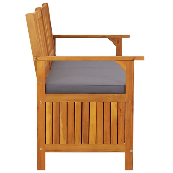 vidaXL Banc de rangement avec coussin 148 cm Bois d'acacia solide