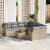 vidaXL Ensemble de canap&eacute; de jardin avec coussin 9 pcs Beige et gris