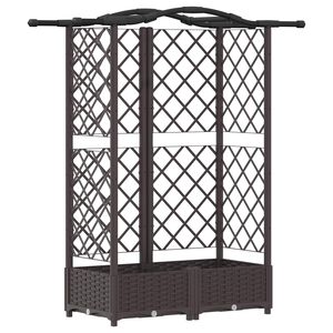 vidaXL Lit &Eacute;lev&eacute; avec Treillis et Toit Marron 124 x 40 x 123 cm PP