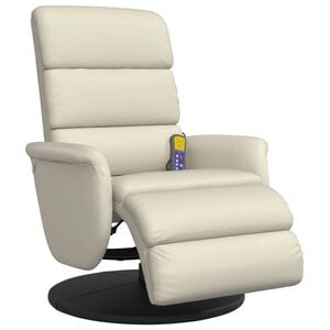 vidaXL Fauteuil inclinable de massage et repose-pieds cr&egrave;me similicuir