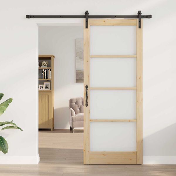vidaXL Porte coulissante ORKDAL Naturel et Noir 86 x 211 cm