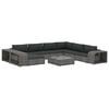 vidaXL Salon de jardin 10 pcs avec coussins R&eacute;sine tress&eacute;e Gris