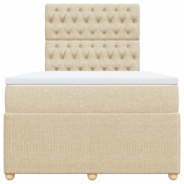 vidaXL Sommier &agrave; lattes de lit avec matelas Cr&egrave;me 120x200 cm Tissu