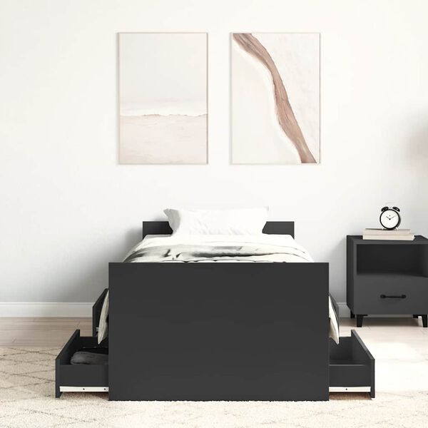 vidaXL Cadre de lit sans matelas noir 90x190 cm