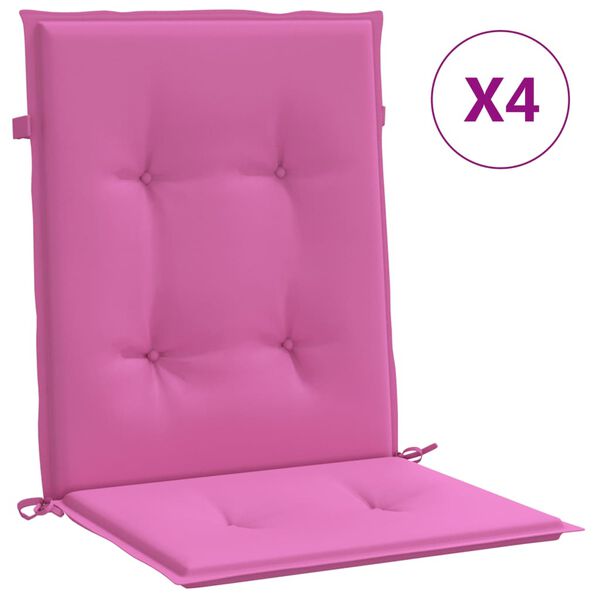 vidaXL Coussins de chaise &agrave; dossier bas lot de 4 rose tissu
