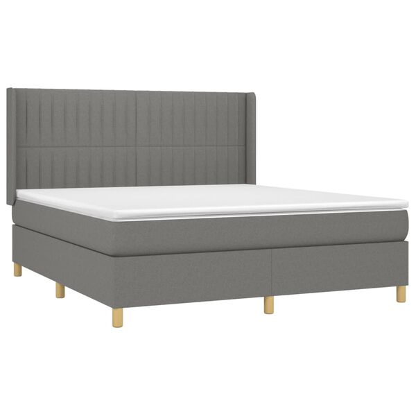 vidaXL Sommier &agrave; lattes de lit avec matelas Gris fonc&eacute; 180x200cm Tissu