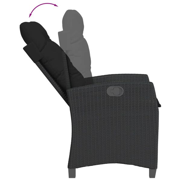 vidaXL Ensemble &agrave; manger de jardin coussins 5pcs Noir R&eacute;sine tress&eacute;e