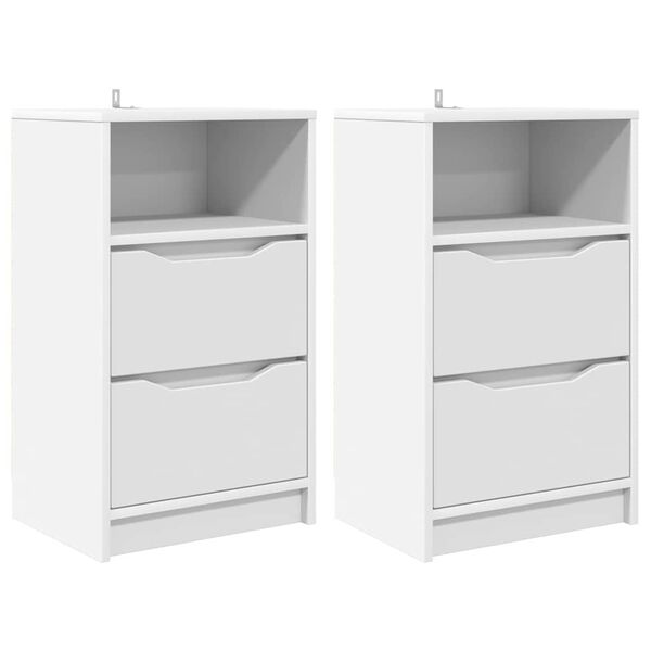 vidaXL Tables de chevet 2 pcs Blanc 40 x 30 x 467 cm Bois d'ing&eacute;nierie