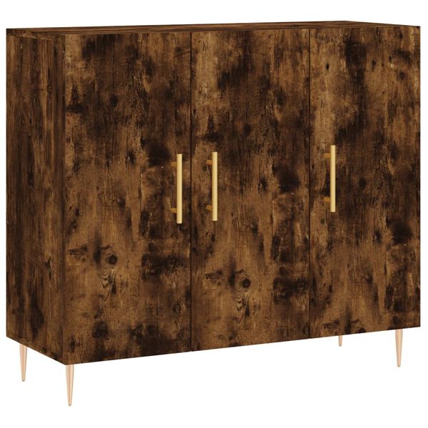 vidaXL Buffet ch&ecirc;ne fum&eacute; 90x34x80 cm bois d'ing&eacute;nierie