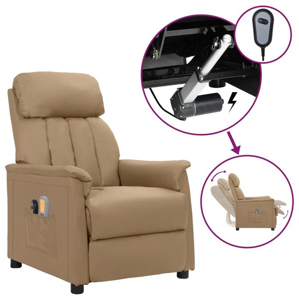 vidaXL Fauteuil de massage &eacute;lectrique Cappuccino Similicuir
