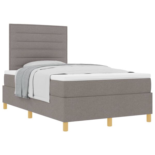 vidaXL Lit &agrave; ressorts avec matelas Taupe 120 x 190 cm tissu