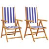 vidaXL Chaises pliantes (lot de 2) en bois massif d'acacia bleu et blanc et tissu