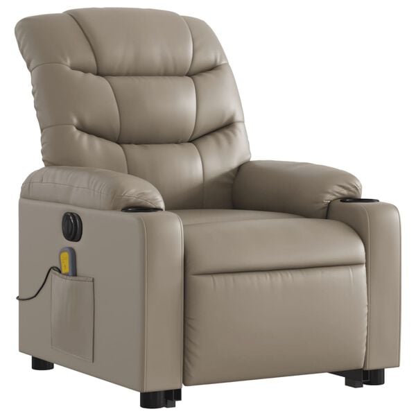 vidaXL Fauteuil inclinable de massage électrique cappuccino similicuir