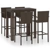 vidaXL Ensemble de bar d'ext&eacute;rieur 5 pcs accoudoir Poly rotin Marron