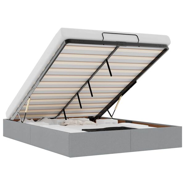 vidaXL Cadre de lit ottoman sans matelas gris clair 140x200 cm tissu