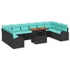 vidaXL Ensemble de canap&eacute; de jardin 11 pcs Noir Poly rotin