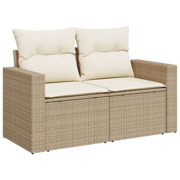 vidaXL Salon de jardin avec coussins 10 pcs beige r&eacute;sine tress&eacute;e