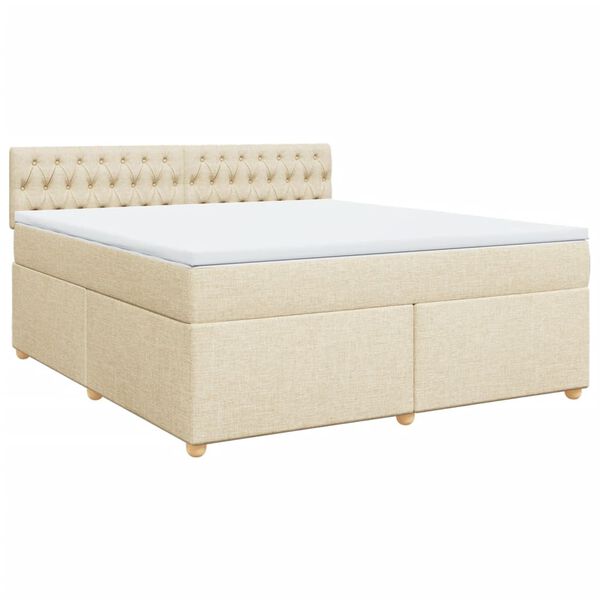vidaXL Sommier &agrave; lattes de lit avec matelas Cr&egrave;me 180x200 cm Tissu