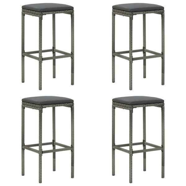 vidaXL Ensemble de bar de jardin avec coussins 5 pcs Gris