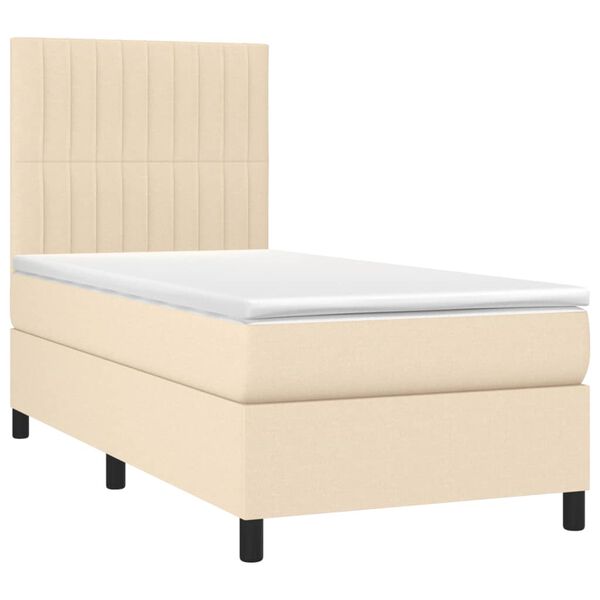 vidaXL Sommier &agrave; lattes de lit avec matelas Cr&egrave;me 80x200 cm Tissu