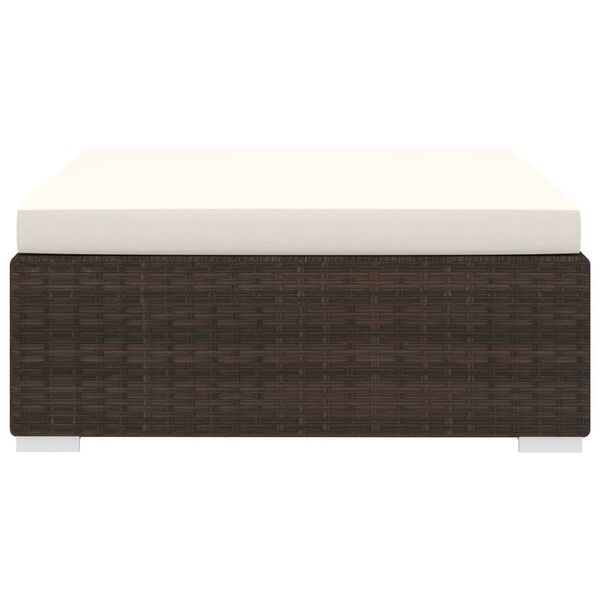 vidaXL Repose-pied sectionnel 1 pc avec coussin Résine tressée Marron