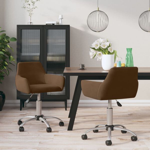 vidaXL Chaises pivotantes &agrave; manger lot de 2 Marron Velours