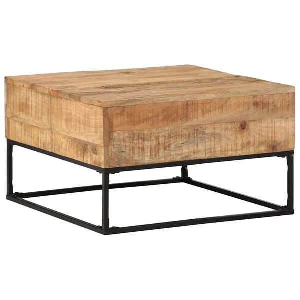 vidaXL Table basse 68x68x41 cm Bois de manguier brut