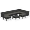 vidaXL Salon de jardin 10 pcs avec coussins R&eacute;sine tress&eacute;e Noir