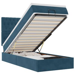 vidaXL Cadre de lit ottoman avec matelas bleu fonc&eacute; 80x200 cm velours