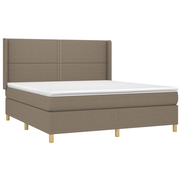 vidaXL Sommier &agrave; lattes de lit avec matelas Taupe 180x200 cm Tissu