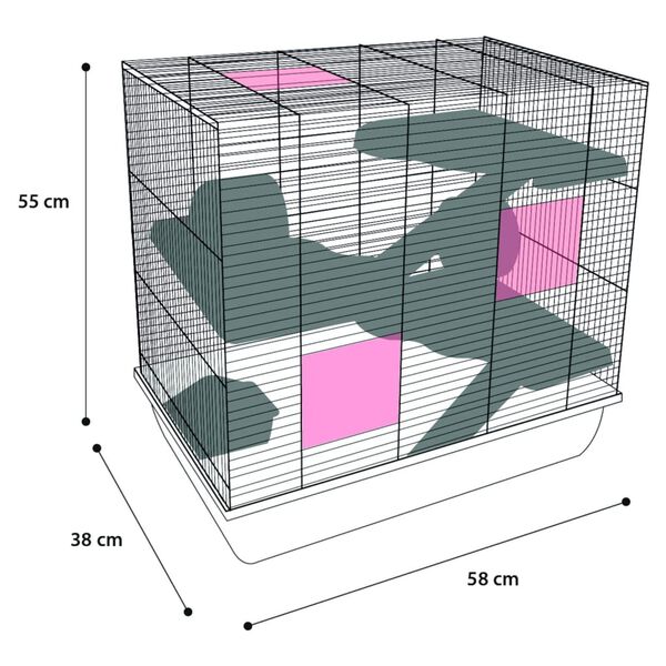 FLAMINGO Cage pour hamsters Jaro 4 58x38x55 cm Noir et bleu