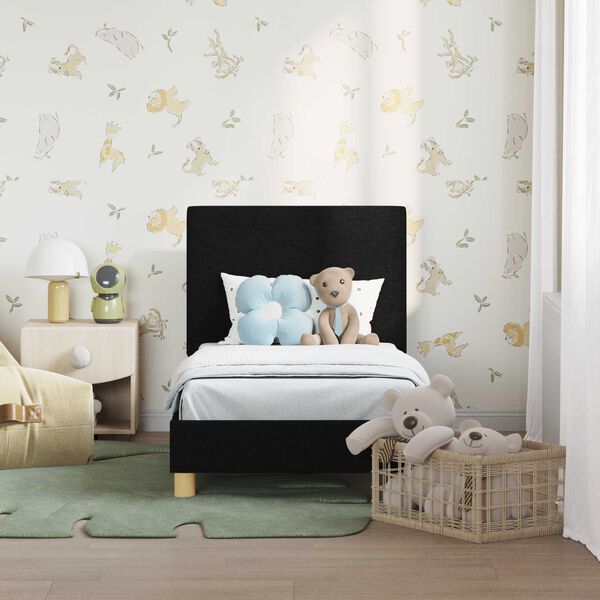 vidaXL Cadre de lit pour tout-petit avec t&ecirc;te de lit Noir 70 x 140 cm