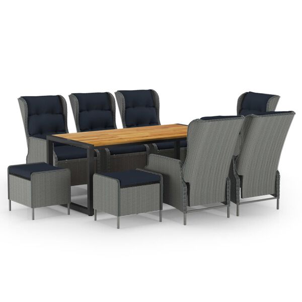 vidaXL Ensemble &agrave; manger de jardin 9 pcs Gris clair