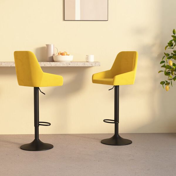 vidaXL Tabourets de bar lot de 2 jaune moutarde velours