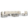 vidaXL Salon de jardin 7 pcs avec coussins anthracite r&eacute;sine tress&eacute;e