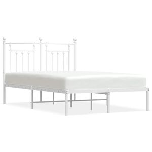 vidaXL Cadre de lit m&eacute;tal sans matelas et t&ecirc;te de lit blanc 120x190 cm