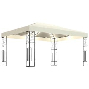 vidaXL Tonnelle avec guirlande lumineuse &agrave; LED 3x4 m Cr&egrave;me Tissu