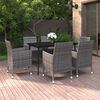vidaXL Ensemble &agrave; manger de jardin coussins 7 pcs R&eacute;sine tress&eacute;e Verre