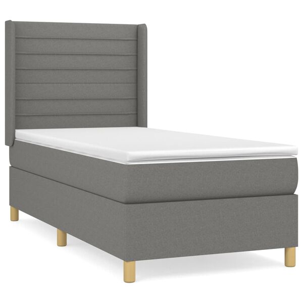 vidaXL Sommier &agrave; lattes de lit avec matelas Gris fonc&eacute; 80x200 cm Tissu
