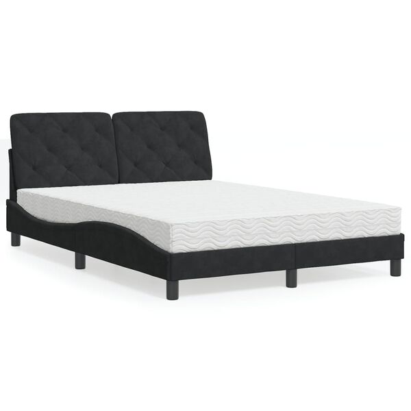 vidaXL Lit avec matelas noir 140x200 cm velours