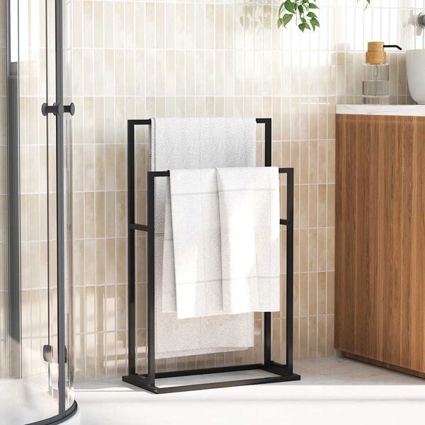 vidaXL Porte-serviettes sur pied Noir 48x24x78,5 cm Fer