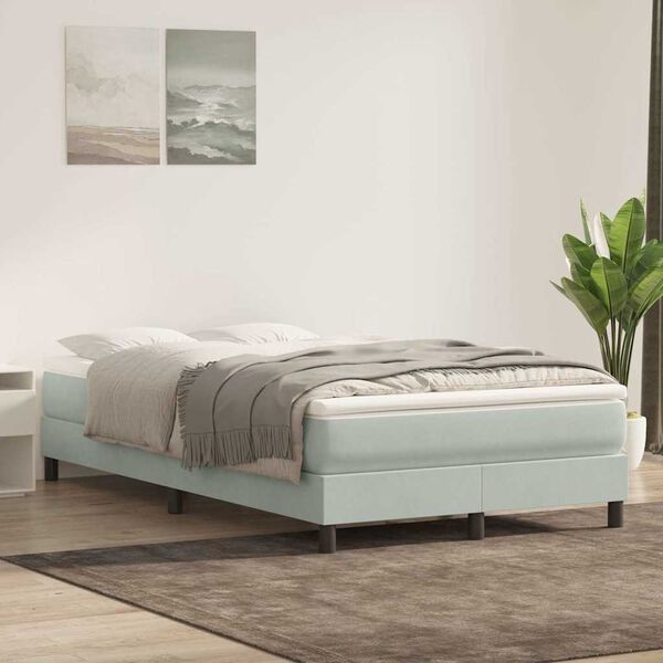 vidaXL Sommier &agrave; lattes de lit et matelas gris clair 120x220cm velours