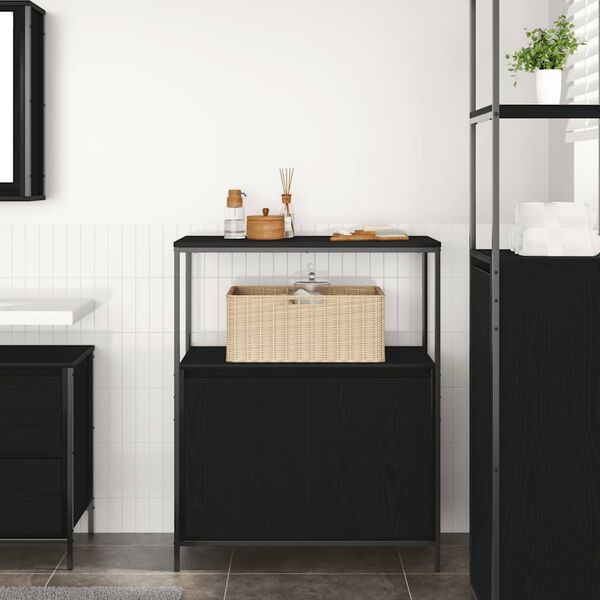 vidaXL Meuble de salle de bain avec étagères chêne noir 76,5x35x95 cm