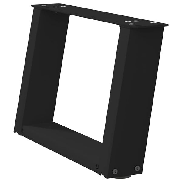 vidaXL Pieds de table basse en U, 2 pi&egrave;ces, noir, 50 x (30-31) cm, acier