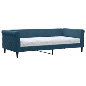 vidaXL Lit de jour avec matelas bleu 90x200 cm velours