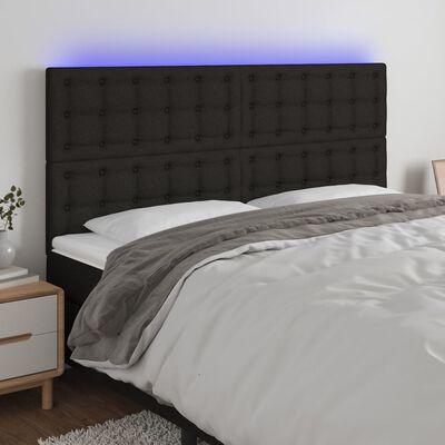vidaXL Tête de lit à LED Noir 200x5x118/128 cm Tissu