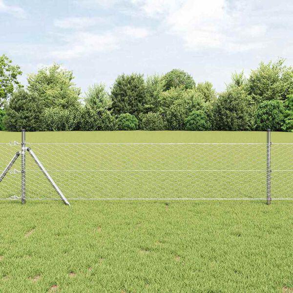 vidaXL Clôture hexagonale Argenté 0,8 x 25 m Acier galvanisé